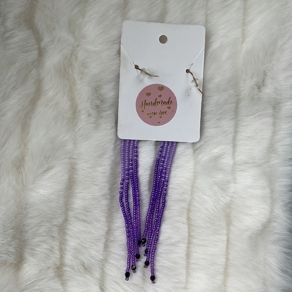 Handmade Purple Dangling Earrings NWT - Picture 5 of 5